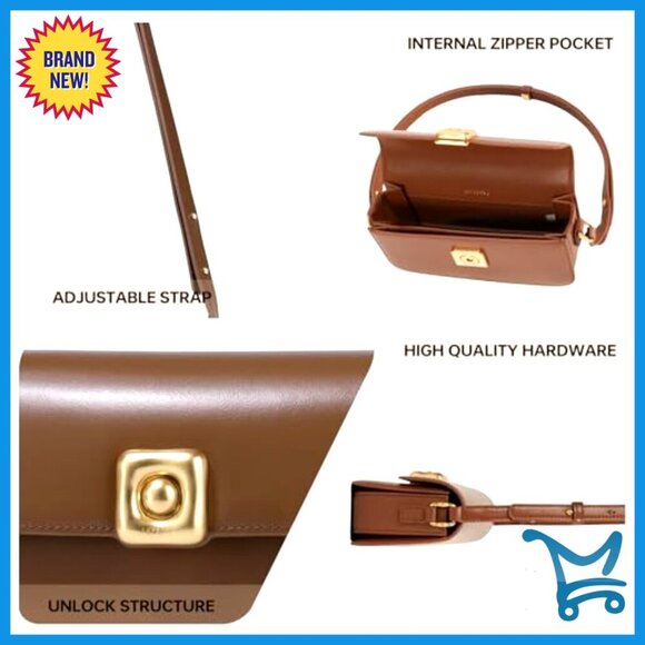 Women Leather Shoulder Bag Small Crossbody Adjustable Strap Multi-Pocket Everyday